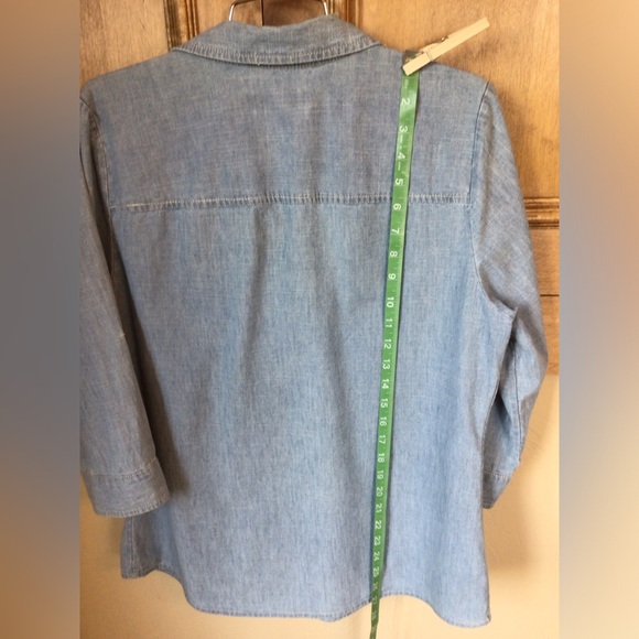 Christopher and Banks soft cotton chambray button down denim shirt. - Picture 5 of 7